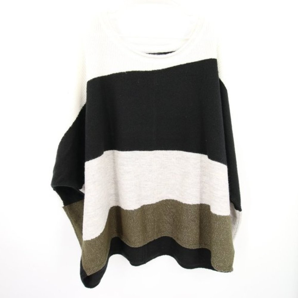 NWOT Halston Colorblock Dolman Pullover Succulent Combo Green Size 3X